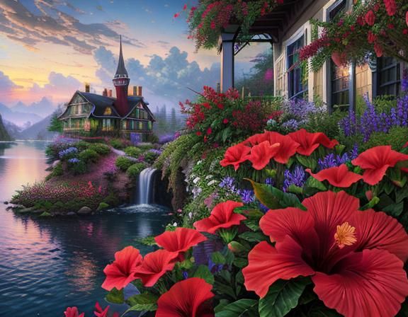 Hyperdetailed Hibiscus Flowers in Photorealistic Style