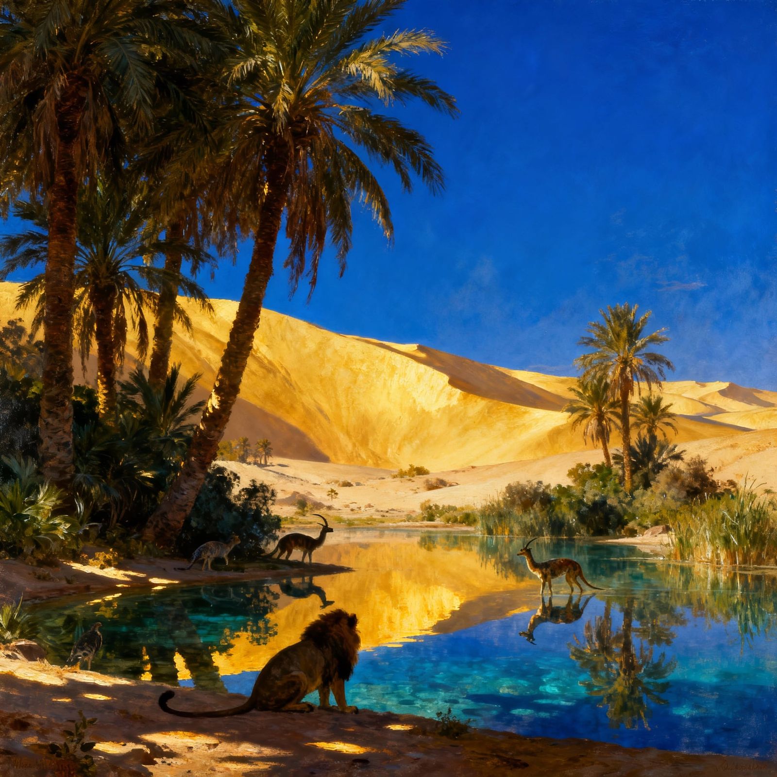 Lush Desert Oasis with Crystal Waters