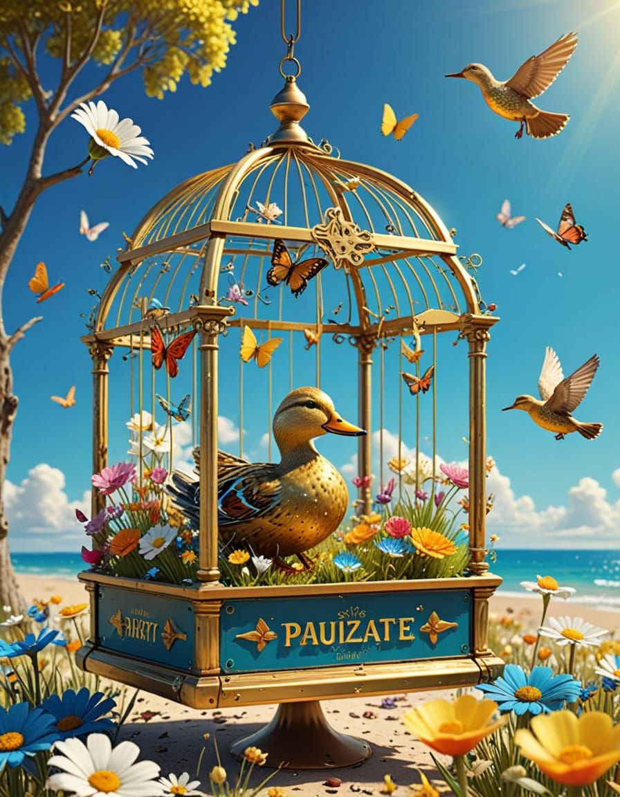 Anthropomorphic Duck in Vintage Style