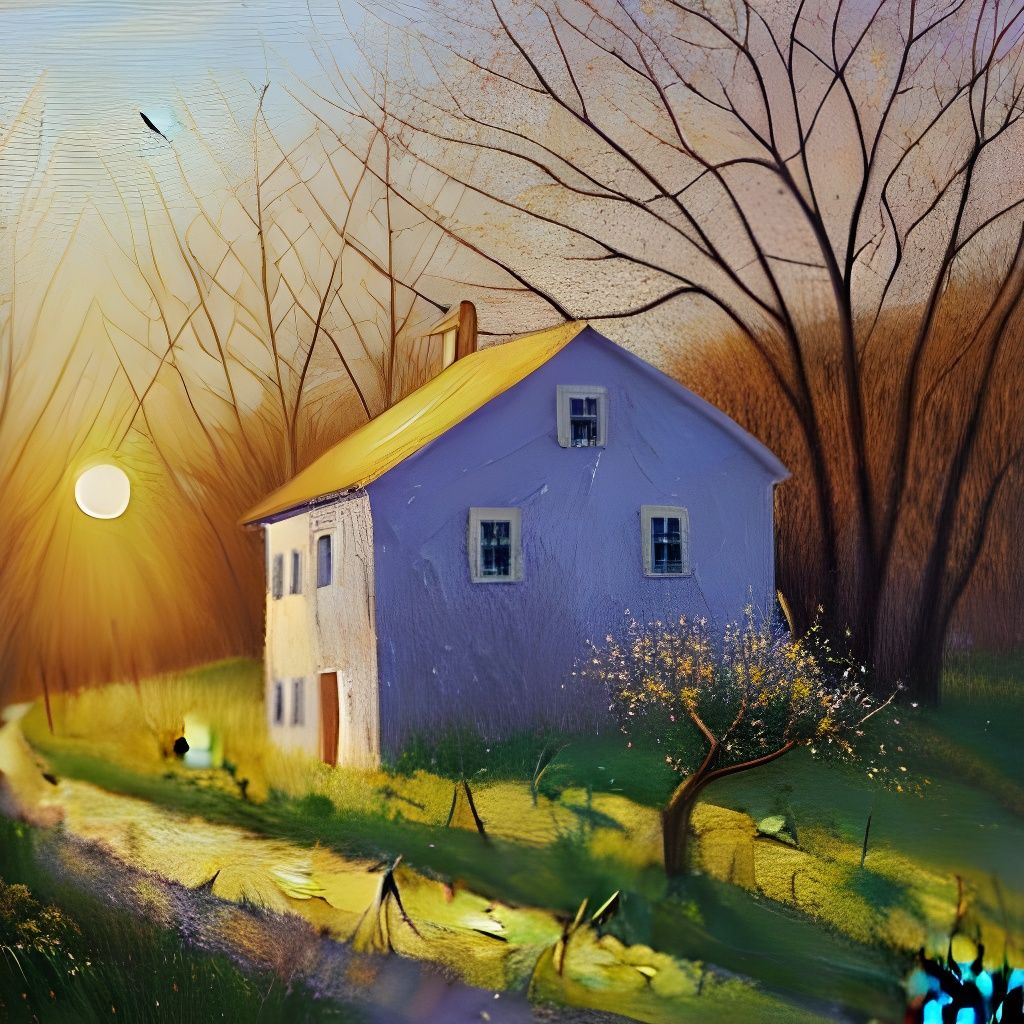 Moravian Cottage in Spring: Golden Hour Oil Painting