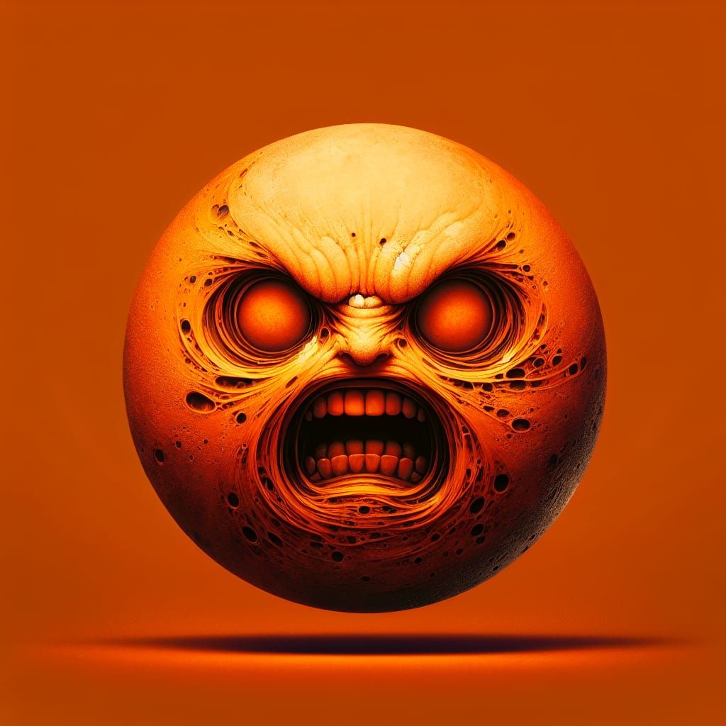 Angry Orange Pac-Man in Symbolist Style