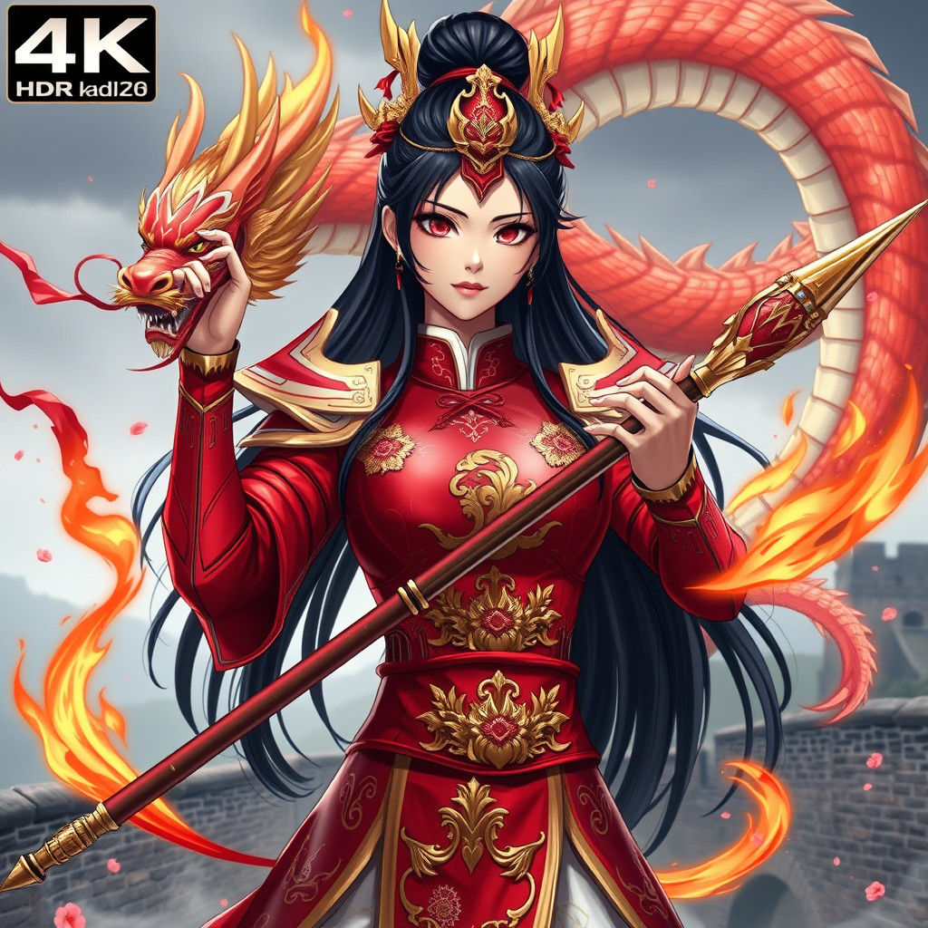 Majestic Chinese Superheroine Empowered by Dragons and Imper...