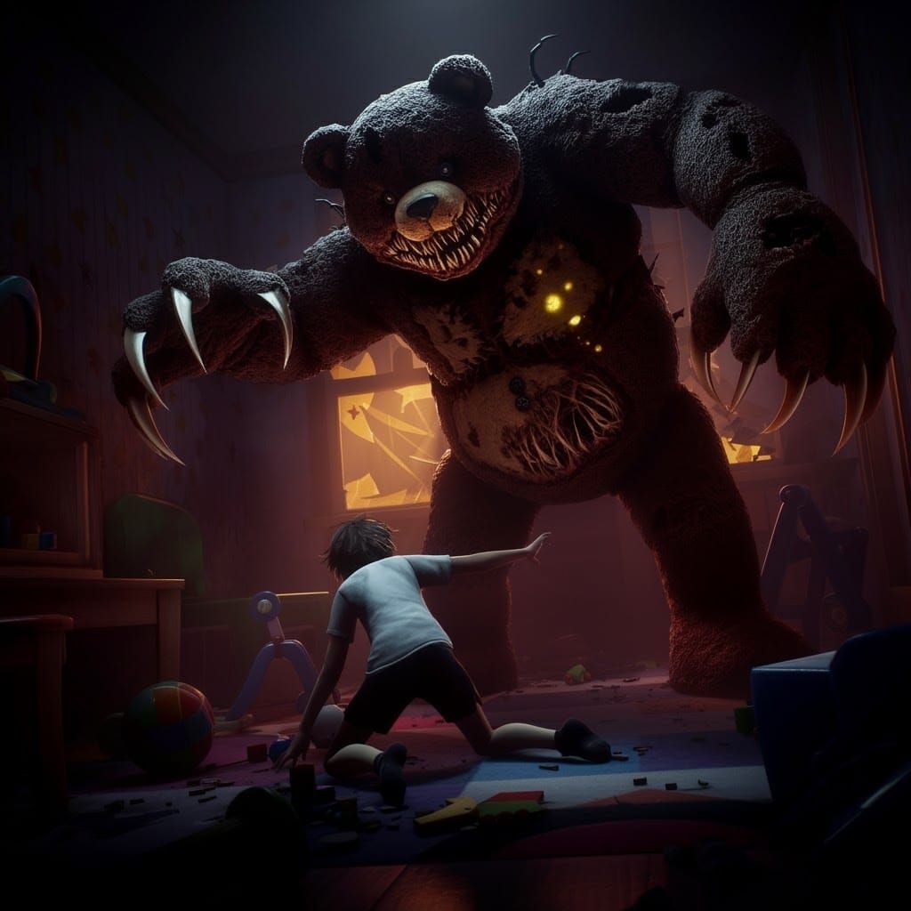 Ominous Playroom Nightmare in Dark Fantasy Style