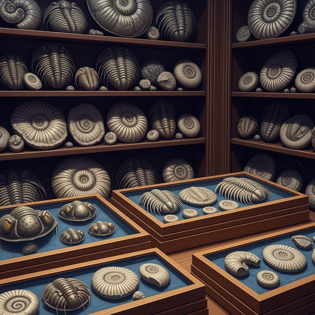 Fossil Collection Display: Trilobites and Ammonites