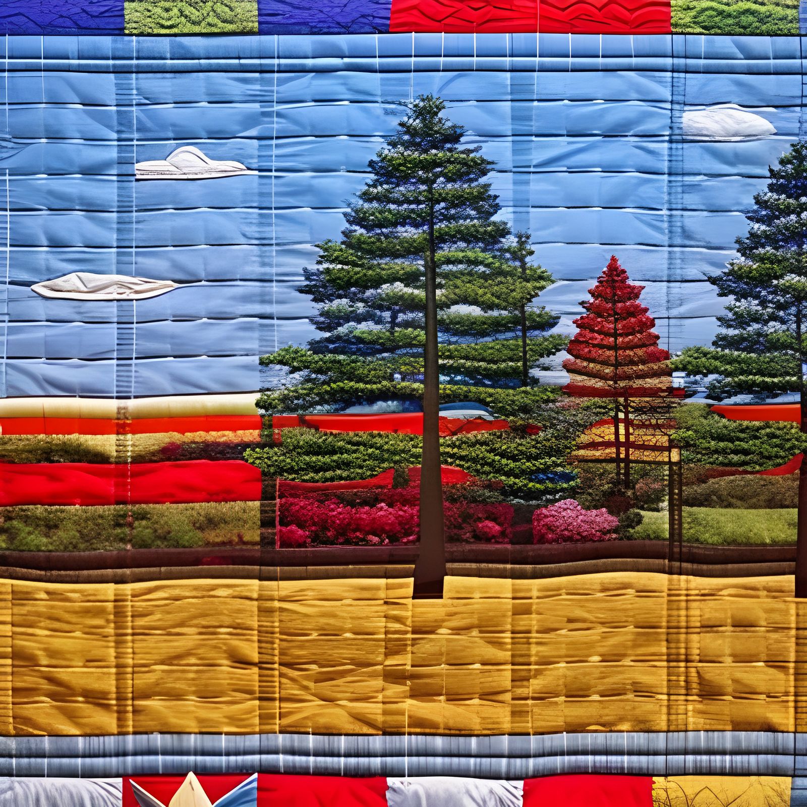 Colorful Quilt Depicting the Seasons