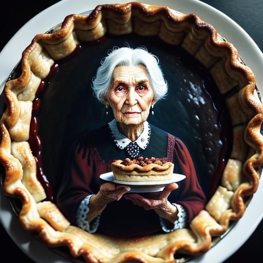 Old Woman and Giant Pie: Haunting Photograph