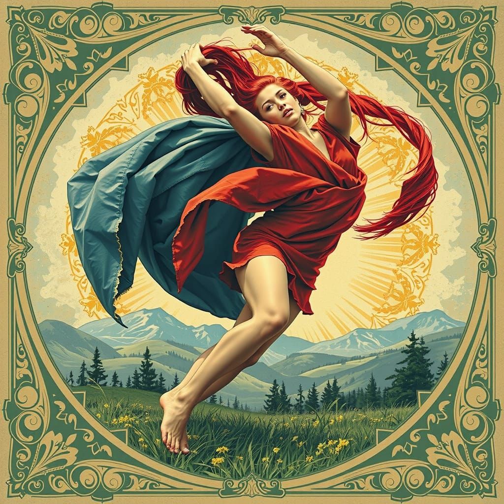 Abstract Swirling Forms in Vivid Red Tones