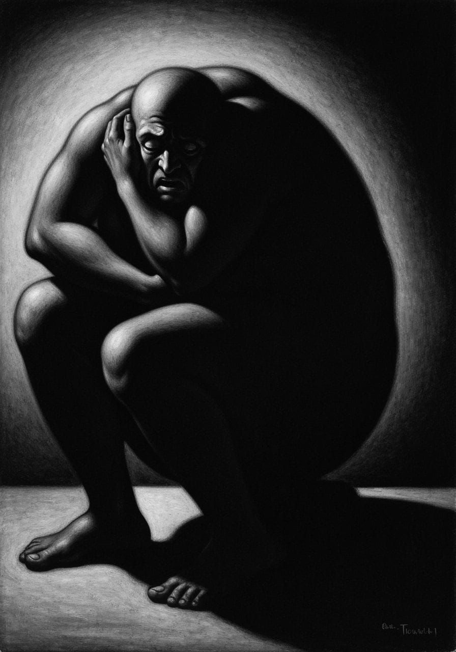 Guilt Personified in German Expressionist Style