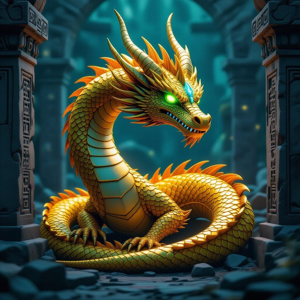 Cyberpunk Norse Dragon in Wes Anderson Style