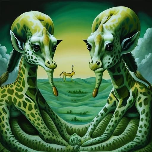 Surreal Giraffes Eating Cupcakes: Watercolor Surrealism