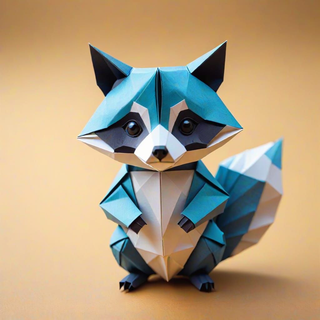 Origami Raccoon Papercraft in 8K Resolution