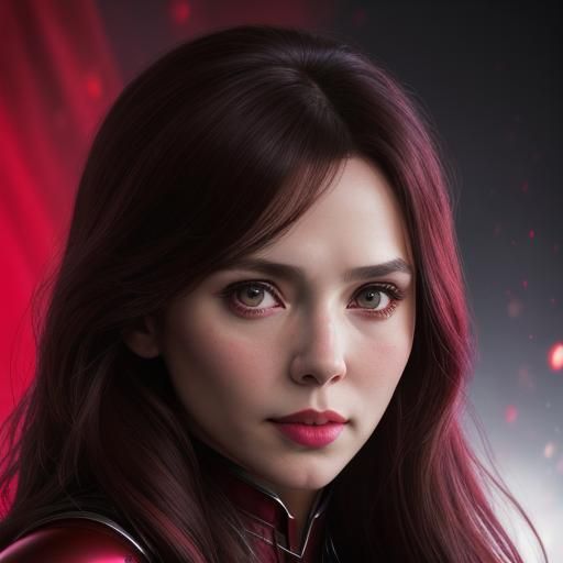 Scarlet Witch Conjuring Castle with Powers: Detailed Portrai...