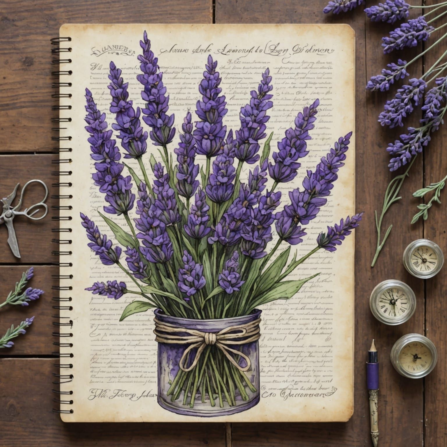 Lavender as Witch's Familiar: Detailed Ink Illustration