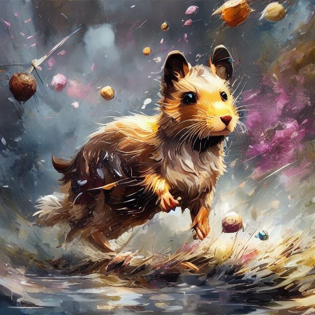 Cute Hamster Conquers the Wheel in Pixar-Style Concept Art