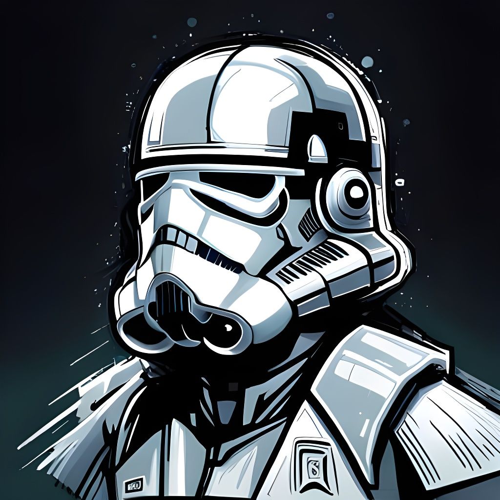Stormtrooper Coloring Book Page in Digital Painting Style
