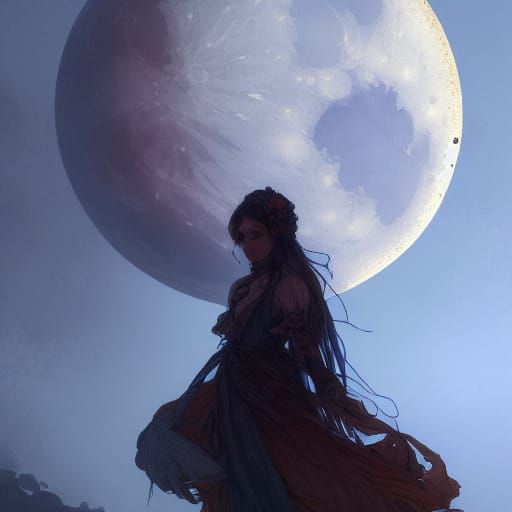 Pumpkin Moon Portrait in Hyperdetailed Digital Art