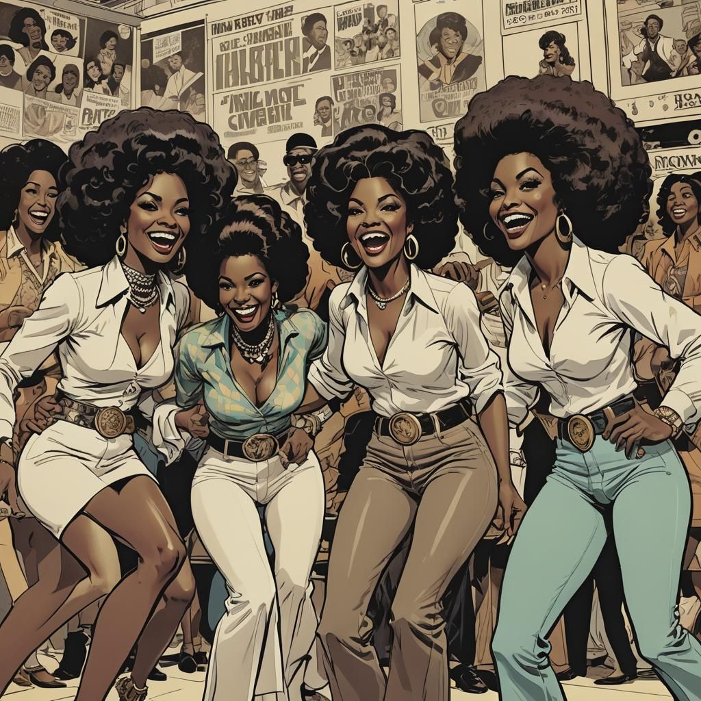 Funky Harlem Ladies in Cartoon Style