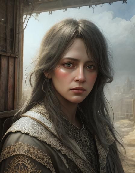 Sad Boy Portrait in Hyperrealistic Mixed Media