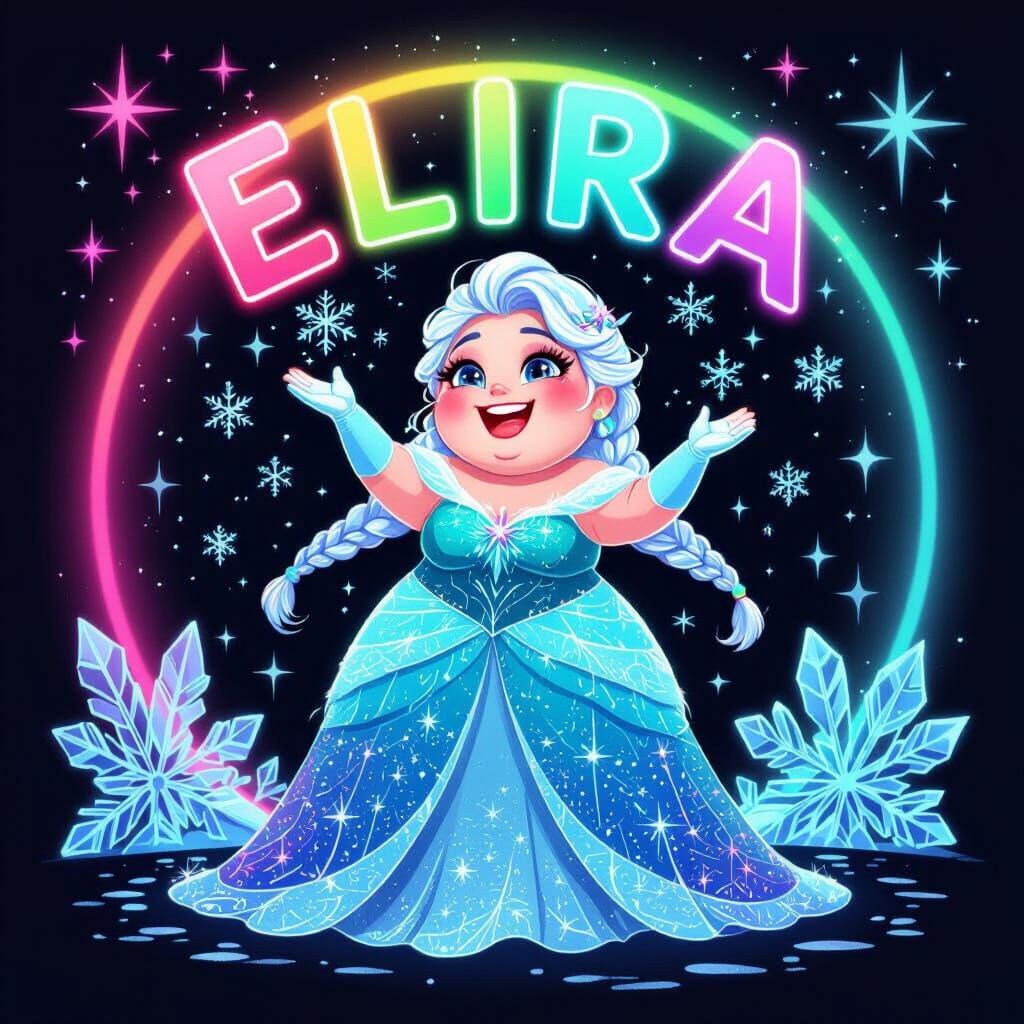 Neon Ice Queen Character Illustration