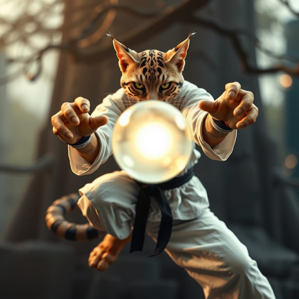 Ocelot Ryu Unleashing Hadouken in Digital Art