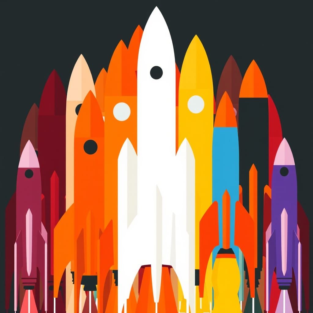 Rockets in Formation: Mid-Century Minimalist Poster Design