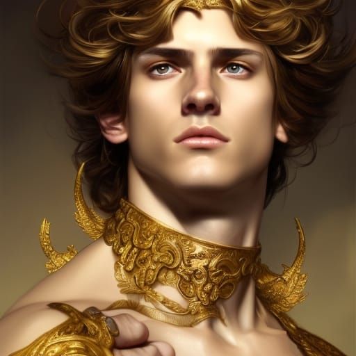 Angelic Prince Portrait with Gold Accessories