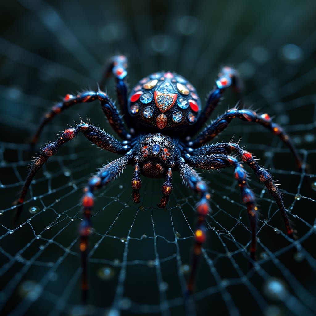 Bejewelled Black Widow Spider in Gothic Style