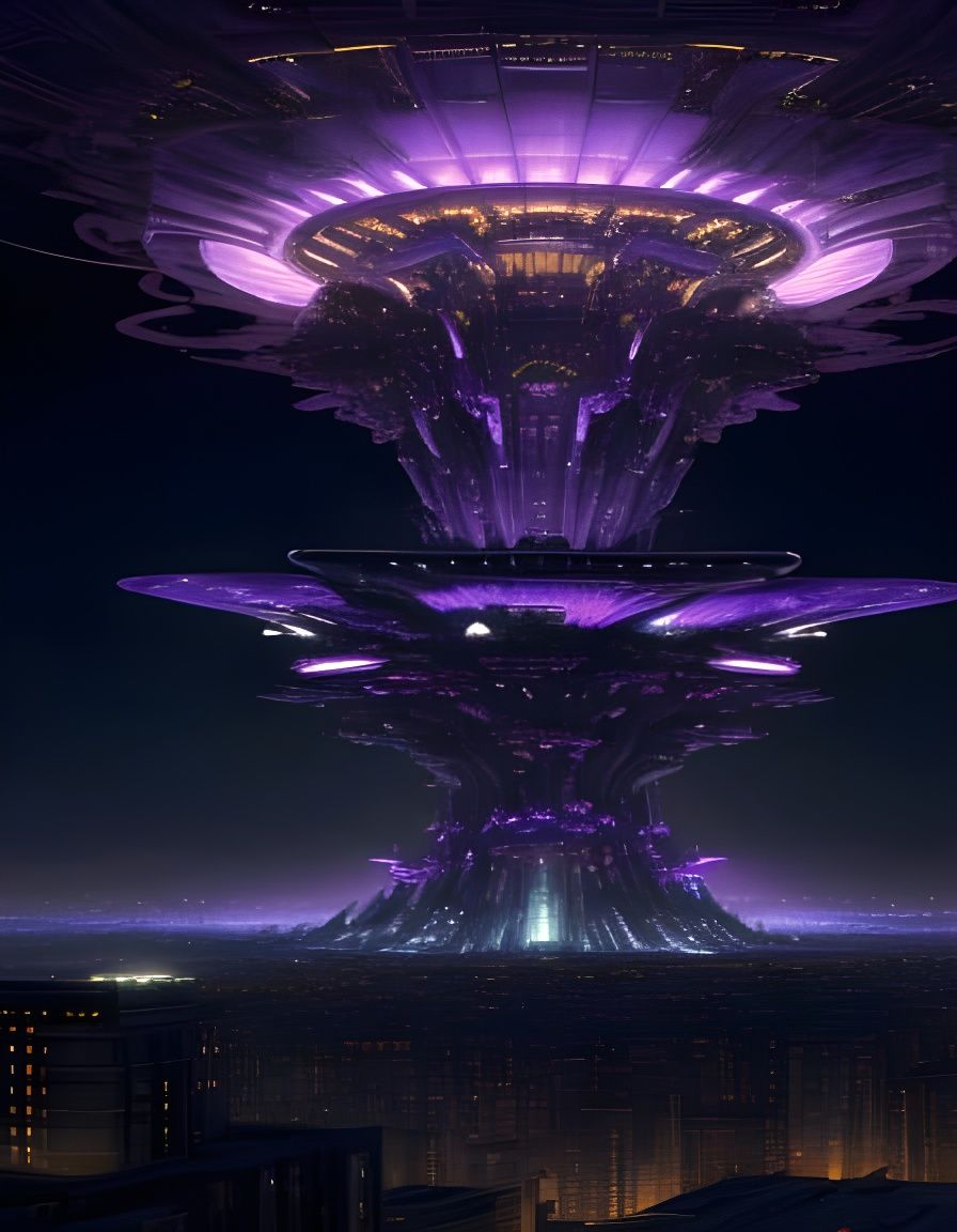 Futuristic Cyberpunk Cityscape with Starry Sky