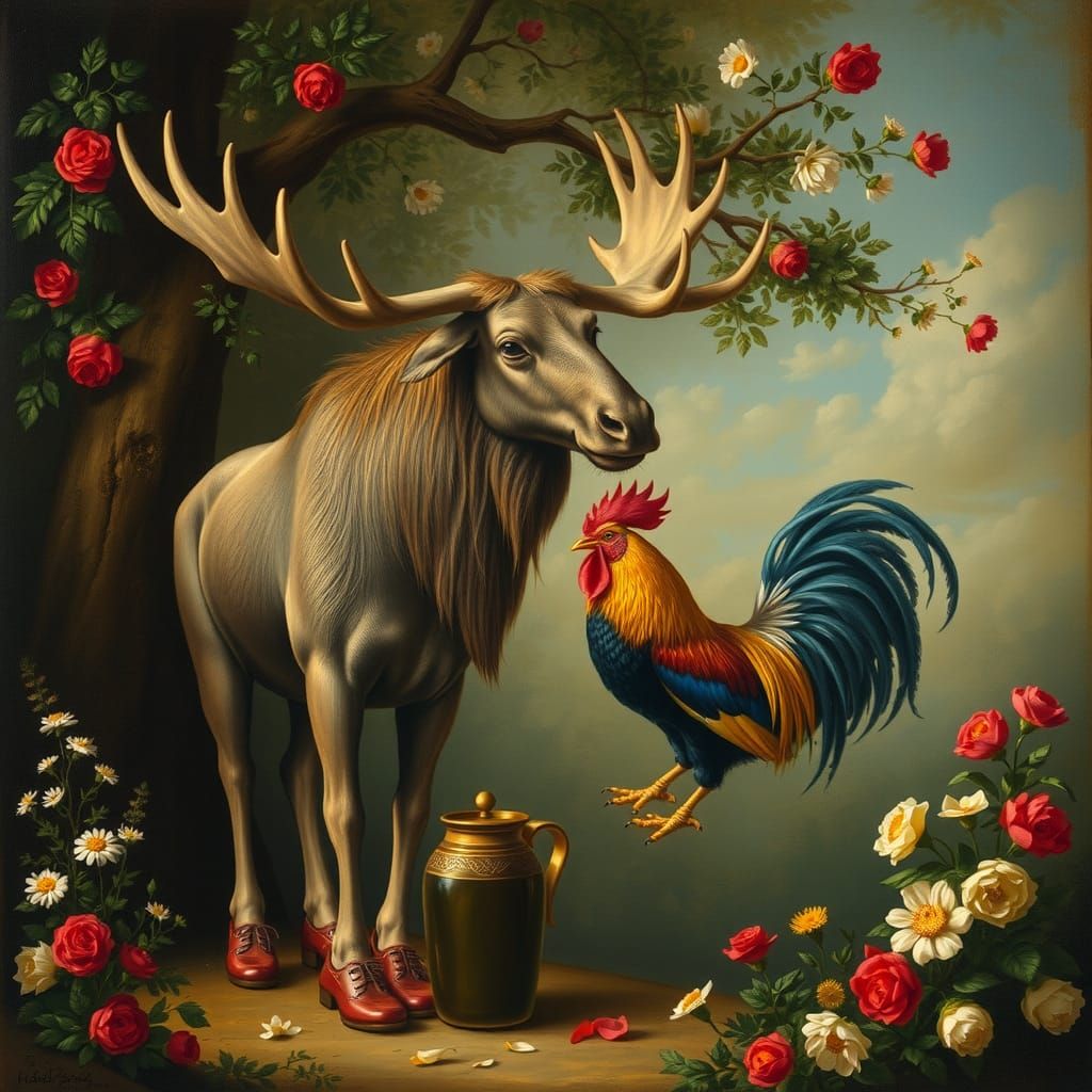 Moose Enjoys Tea Party, Evokes Classical Art