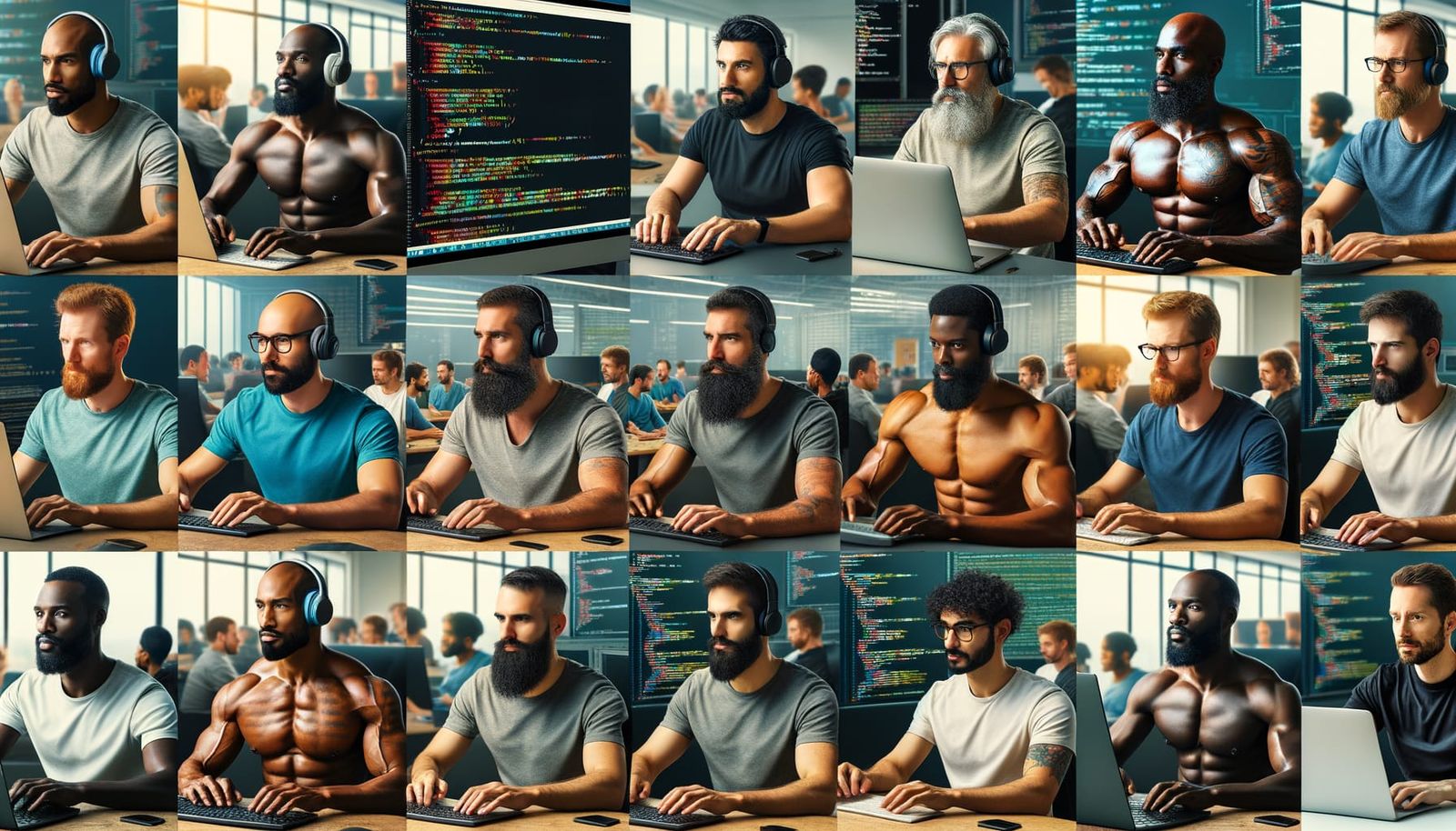 Diverse Programmers at Technology Center in 8k