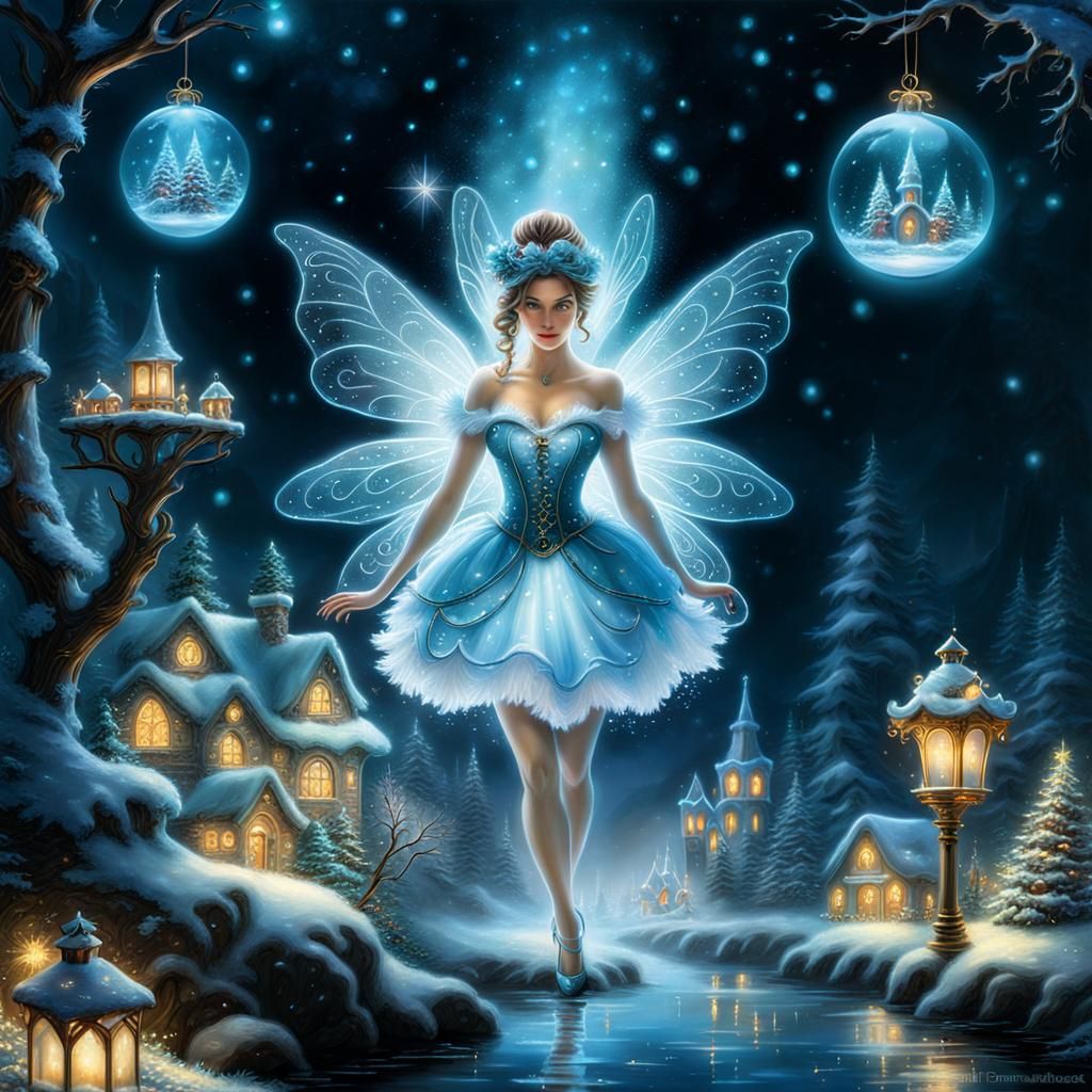 Bioluminescent Fairy-Tale Christmas Wonderland in Hyperdetai...