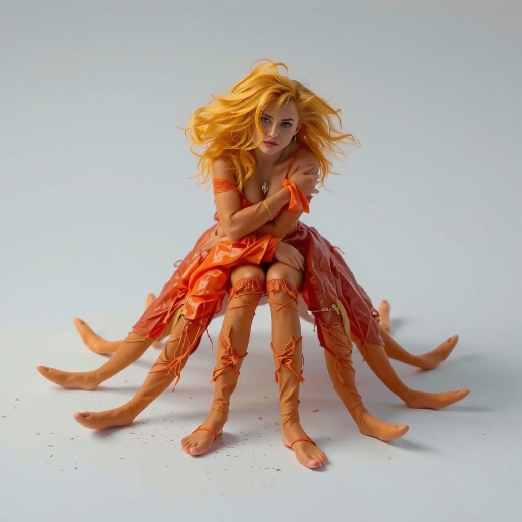 Glamorous Woman on Windswept Moor at Twilight