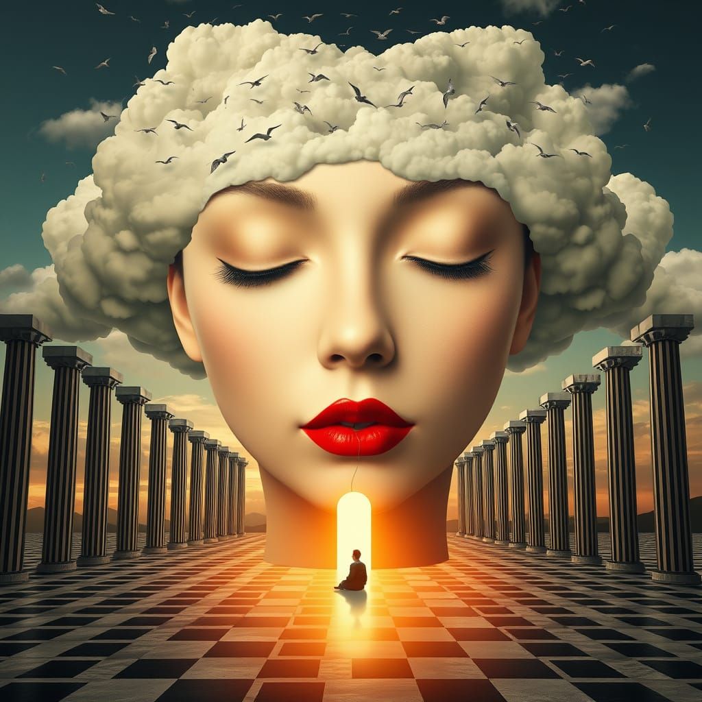 Dreamlike Face in Surreal Digital Art Style