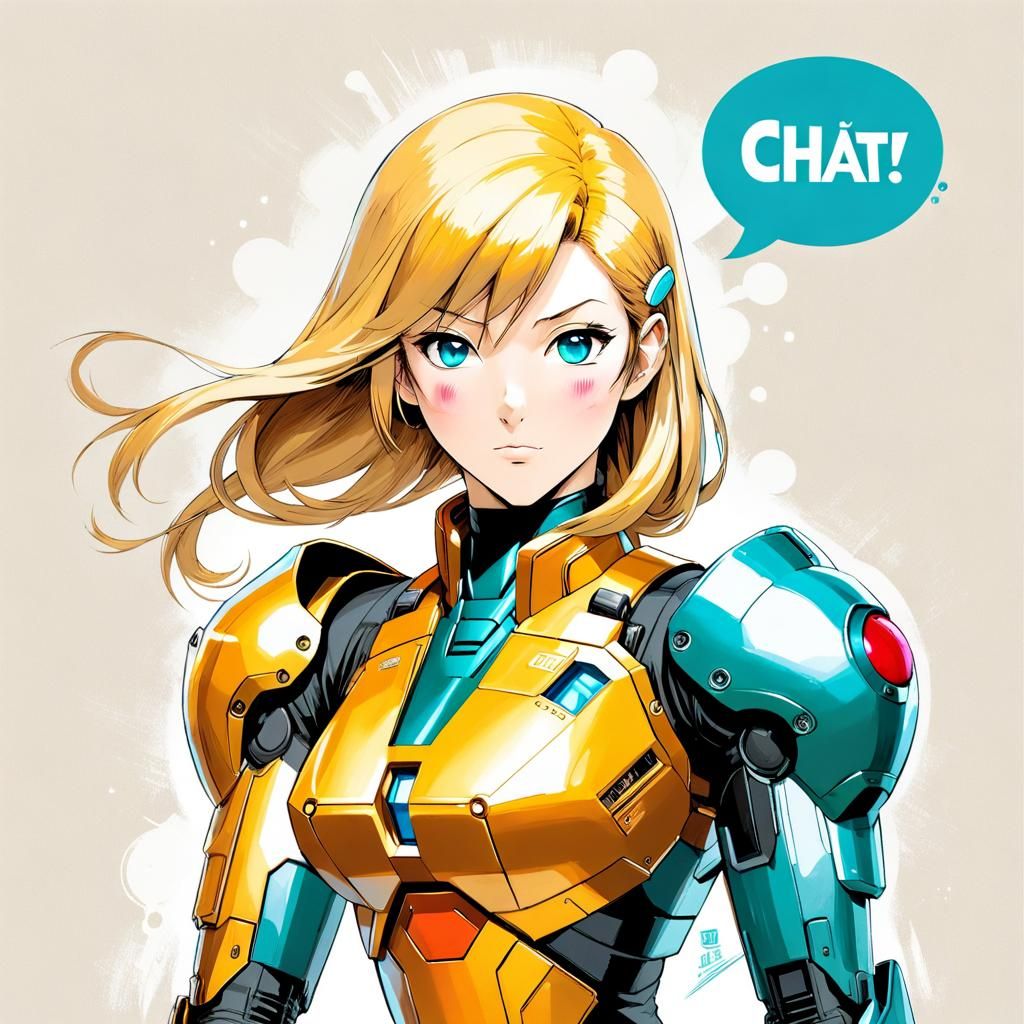 Samus Aran Portrait in Pastel Pencil Sketch Style