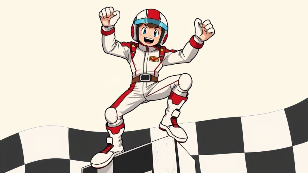 Anime Racing Icon Mach GoGoGo Dominates Checkered Flag