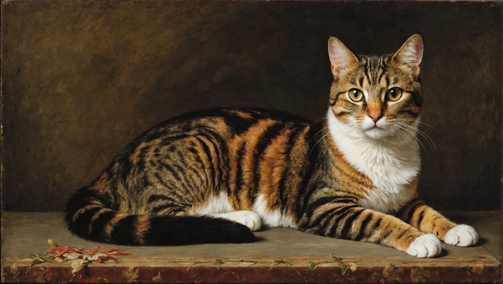 Renaissance Cat Painting in Titian Style