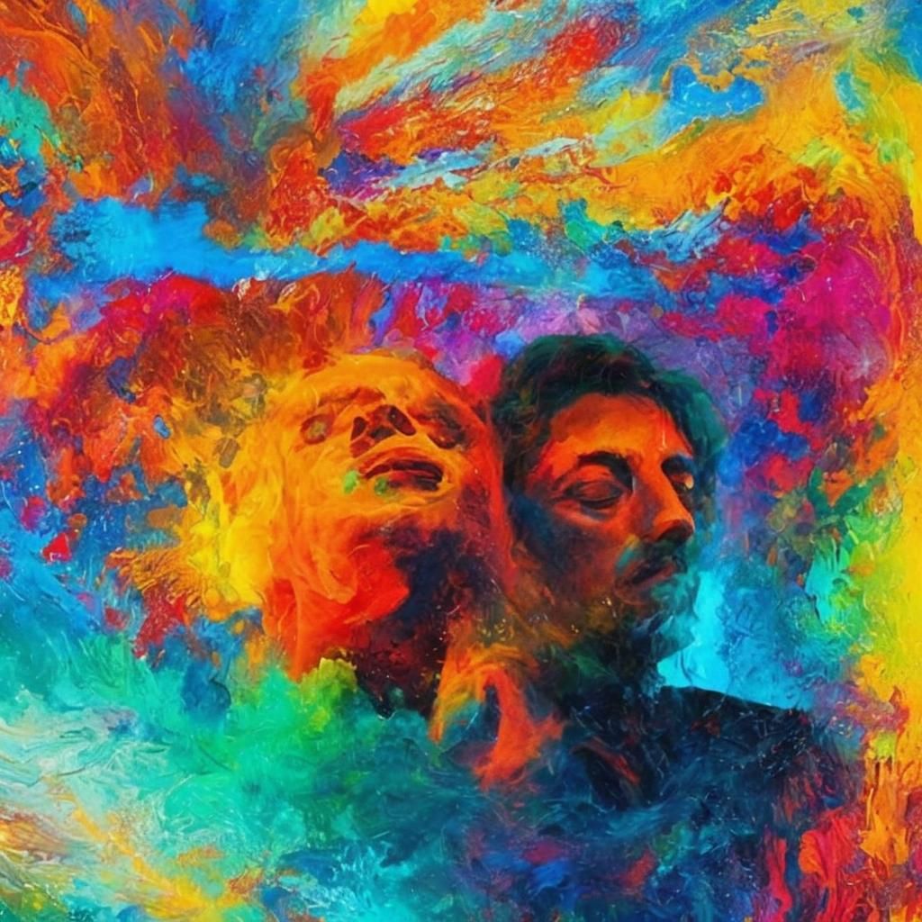 Surreal Embrace in Dreamlike Hues: Abstract Expressionism