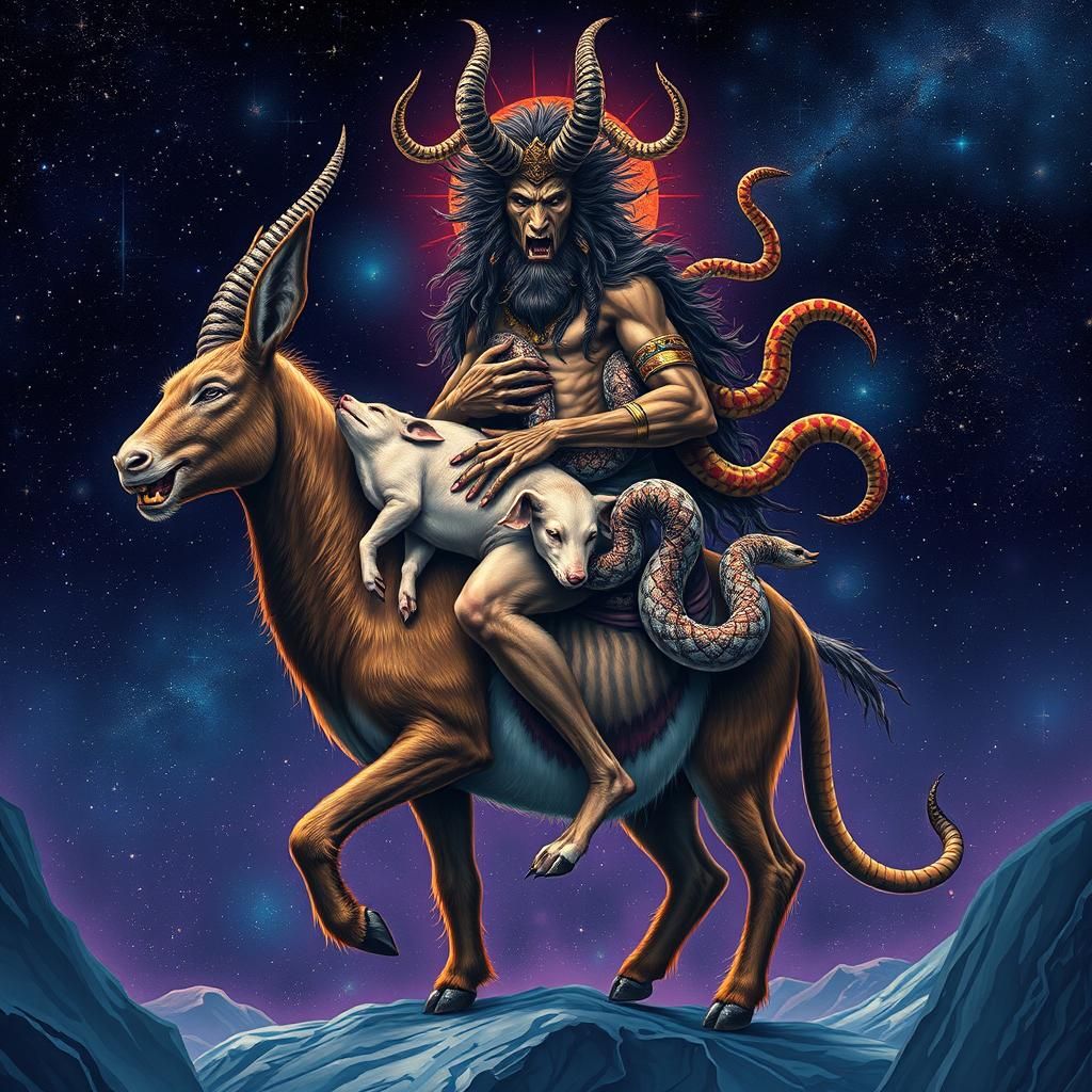 Lamashtu: Malevolent Goddess in Holographic Illustration