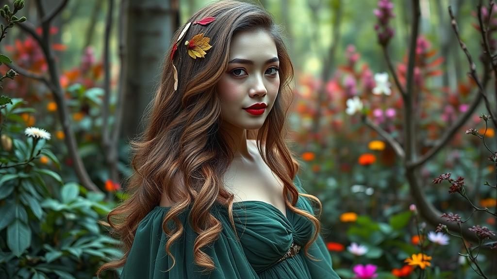 Forest Lady with Wax Ornaments: Hyperrealistic Art