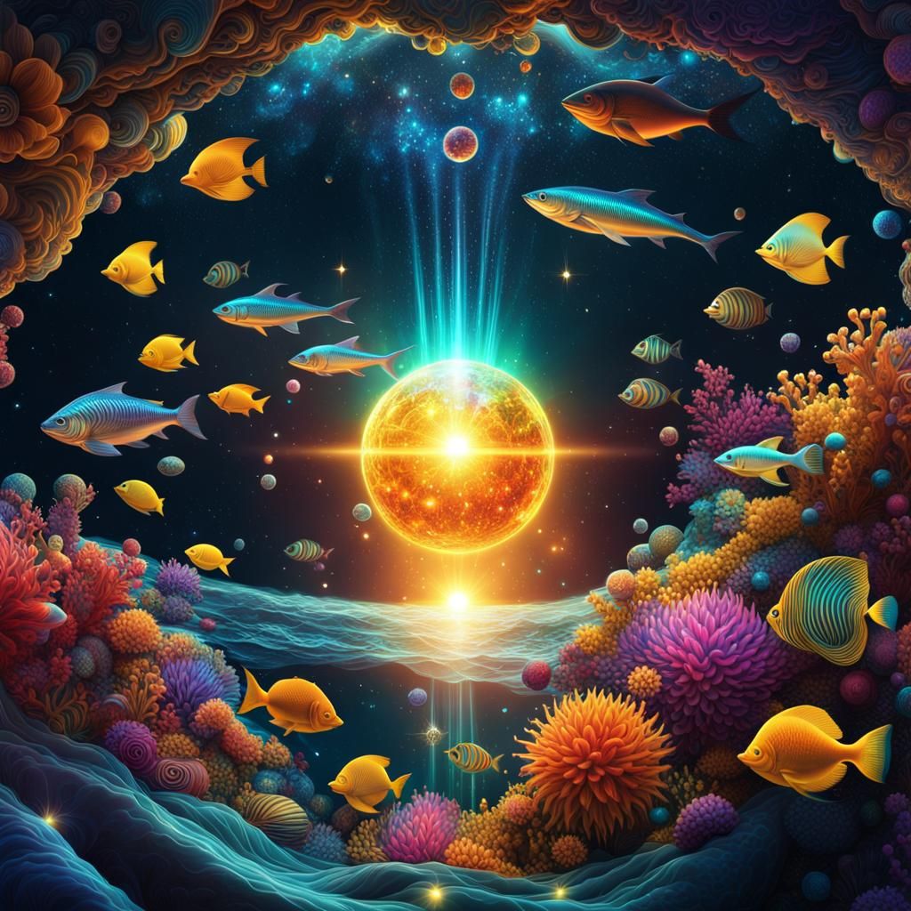 Aquarium Universe: Galaxy Swimming with Fish