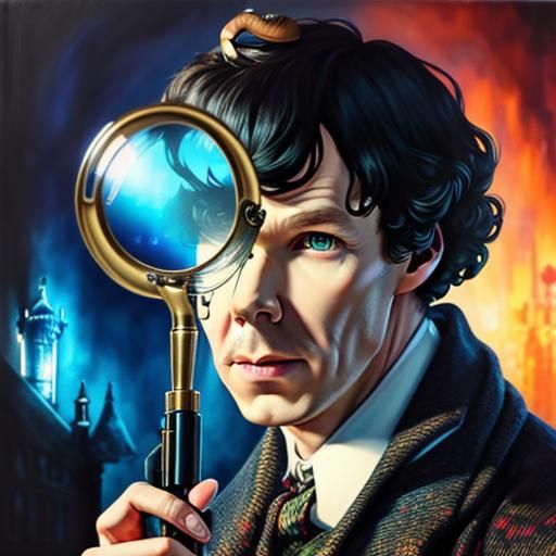Sherlock Holmes Portrait with Magnifying Glass