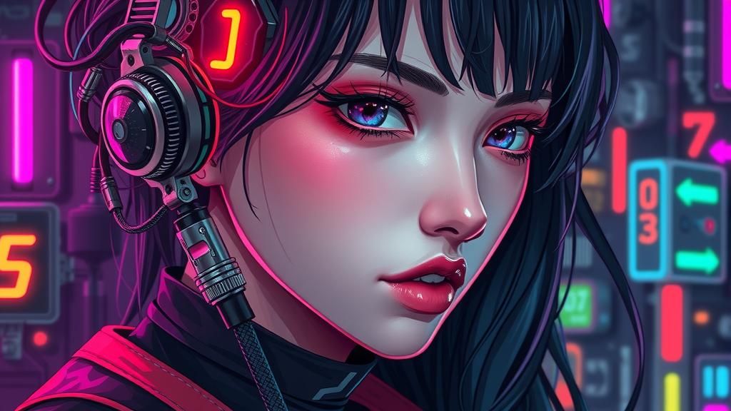 Cyberpunk Anime Woman in 8-Bit Pixel Art