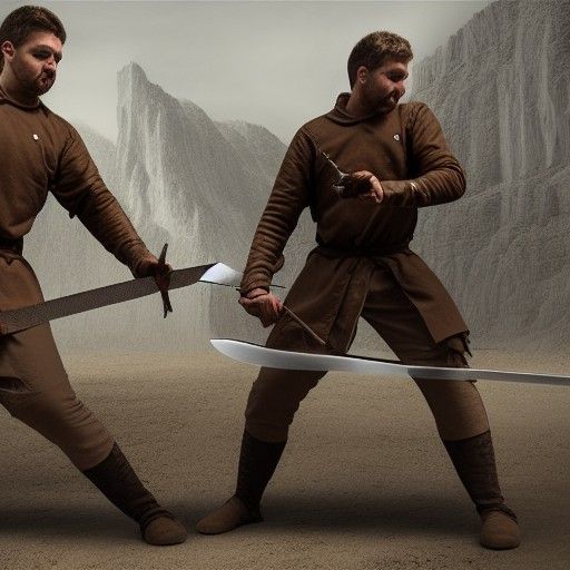 Cinematic Hyper Realistic Sword Fight Preparation