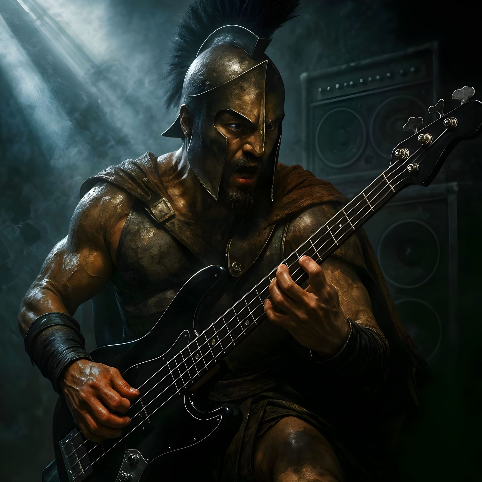 Spartan's Dark Bass Solo in Moody Fantasy Setting
