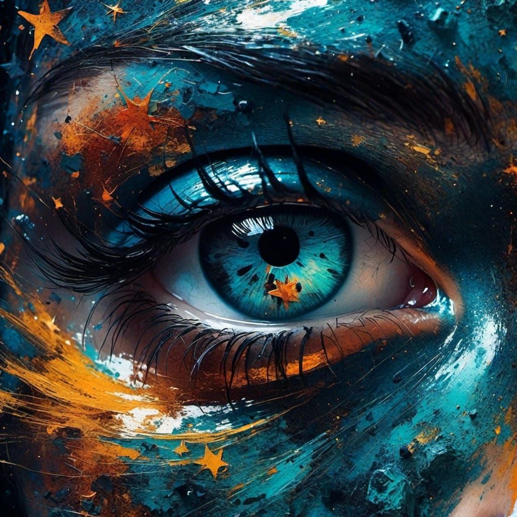 Nebula Reflection in Eye: Detailed Fantasy Art