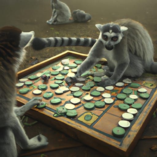 Ring-Tailed Monkey Plays Board Game in 8k