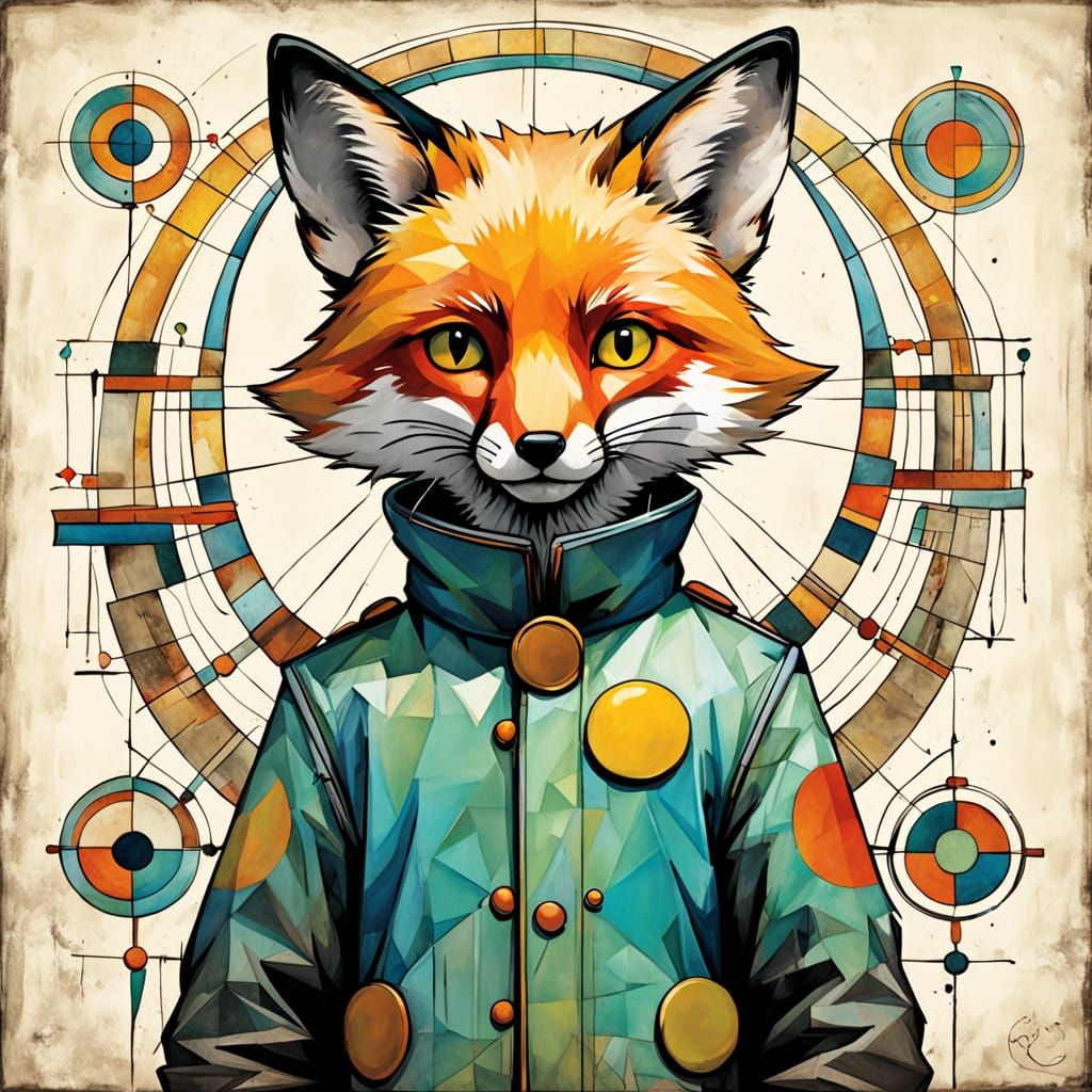 Brer Fox in Encaustic Painting Style