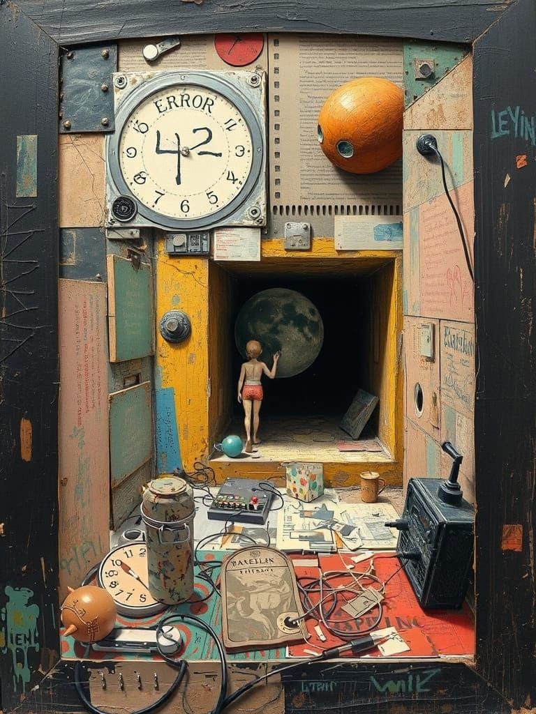 Surreal Window to an Alien World in Mixed Media