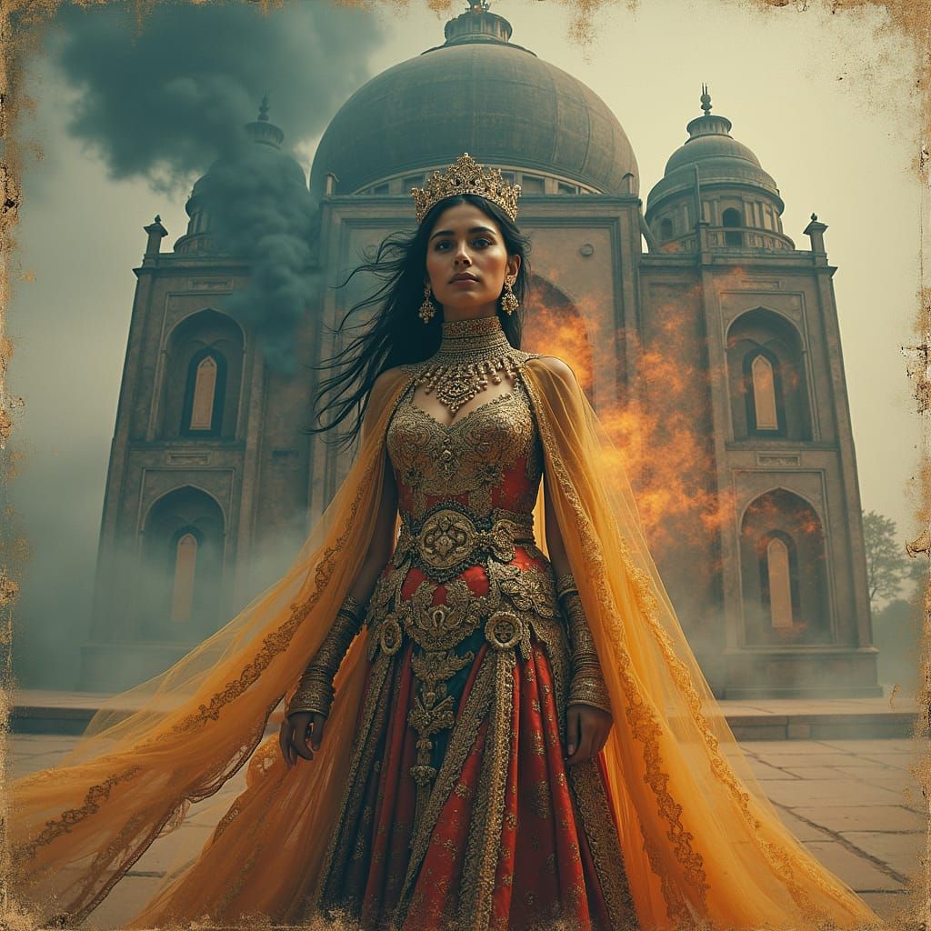 Regal Persian Queen in Double Exposure Art