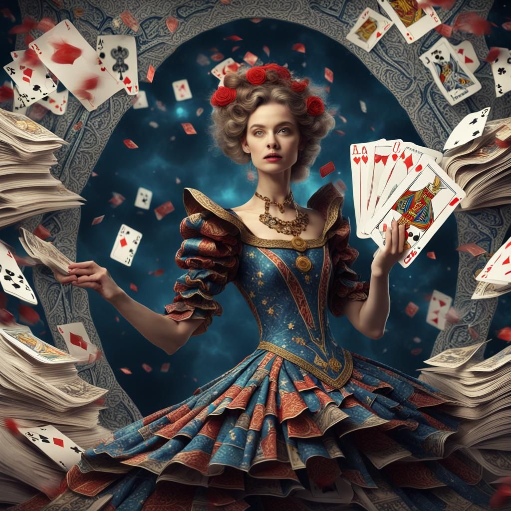 Tarot Card Dress with Flowing Book Pages